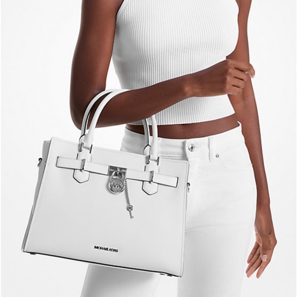MICHAEL KORS HAMILTON MEDIUM SATCHEL COLOR: OPTIC WHITE NWT - Picture 2 of 16